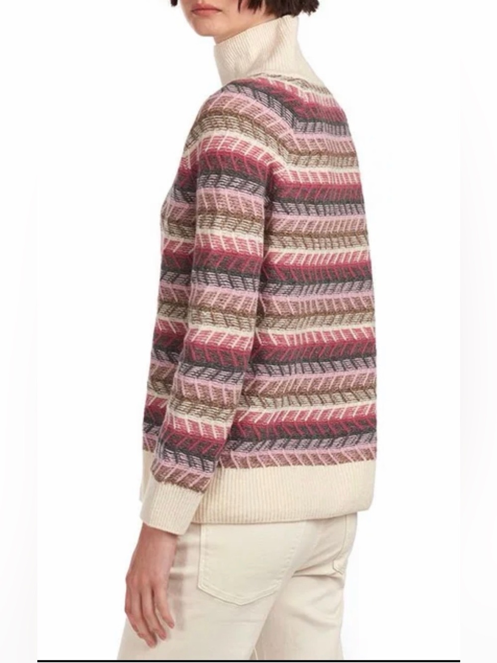 Barbour Heritage Brand 80% Wool Mockneck Chevron Sweater Sz 12 Lux Brit Style